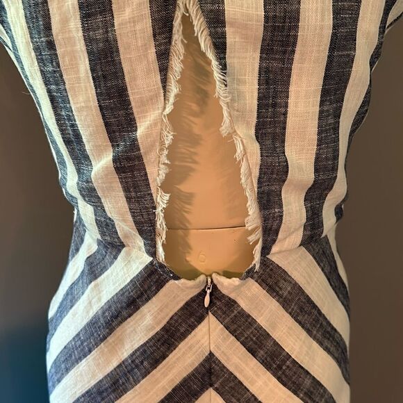 Megan Park Dress Chevron striped sleeveless embroidered maxi back zip cut out 0 - Picture 14 of 17